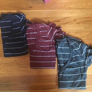 Bundle of 3 striped v neck tee shirts